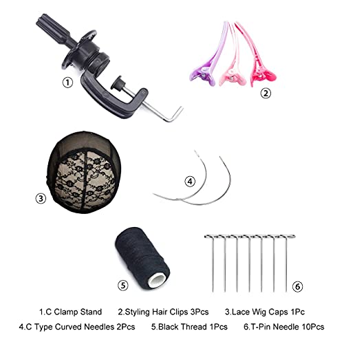 Nayoo 21-24 Inch Canvas Block Head Wig Head Stand For Making Wigs Display Styling Mannequin Head Set With Mount Hole (22") #TOP6