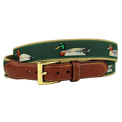COUNTRY CLUB PREP Quack Attack Leather Tab Belt in Green