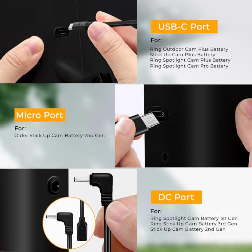 Image of 8W Solar Panel for Ring Camera, 3-Pack Solar Panel Charger Compatible with Ring Stick Up Cam Battery, Spotlight Cam Battery, Includes USB-C, DC & Micro Adapters, IP65 Waterproof, 10FT Cable