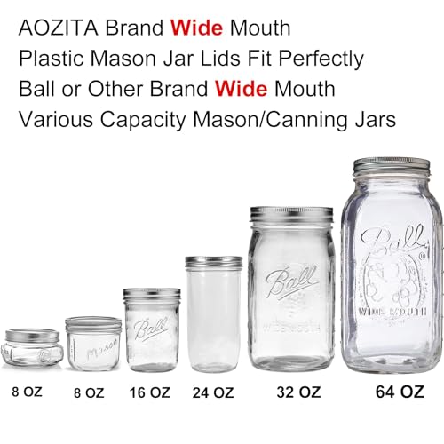 image for AOZITA [10 Pack] WIDE Mouth Mason Jar Lids for Ball, Kerr and More - W