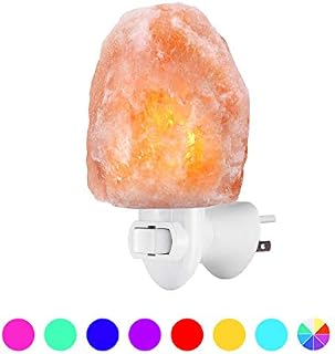[2 Different Bulbs] Natural Himalayan Salt Lamp, Plug in Hand Carved Crystal Night