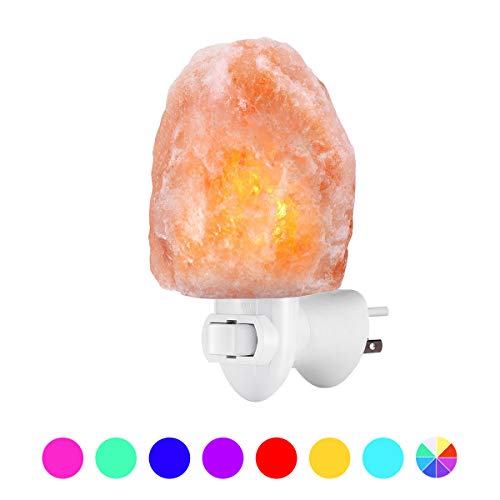 [2 Different Bulbs] Natural Himalayan Salt Lamp, Plug in Hand Carved Crystal Night
