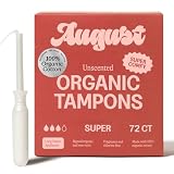 August Organic Tampons, 72-Pack Super Non-Toxic Tampons for Women