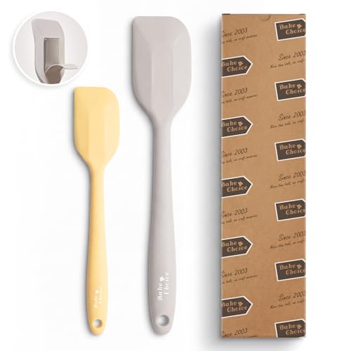 Bake Choice 2 Pieces Silicone Spatula Set with Premium Steel Core, Heat Resistant Up to 600℉, Food Grade BPA Free Rubber Spatula Set for Baking, Cooking & Mixing, Non-Scratch for Non-Stick Cookware