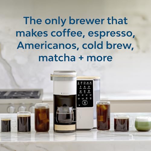 Image of BRUVI Single-Serve Coffee Maker Bundle | Brews Coffee, Espresso, Cold Brew, Matcha Green Tea & More | Includes Brewer + 20 Variety Pods | Touchscreen, WiFi, 70 oz Tank | Cream