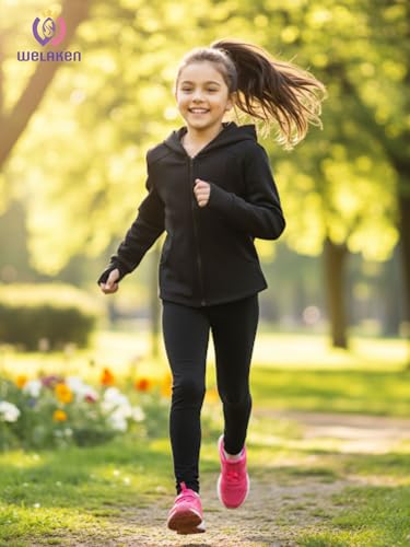 Girls Athletic Zip-Up Hoodie Sweatshirt – Kids Long Sleeve Hooded Jacket with Pockets2