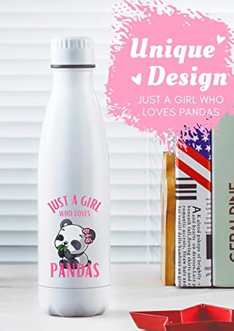 Onebttl Panda Gifts For Girls & Women, Stainless Steel Insulated Water Bottle, Kids Water bottle Double Wall Vacuum Insulated Thermo Bottle - 17oz/500ml White Just a girl who loves Pandas