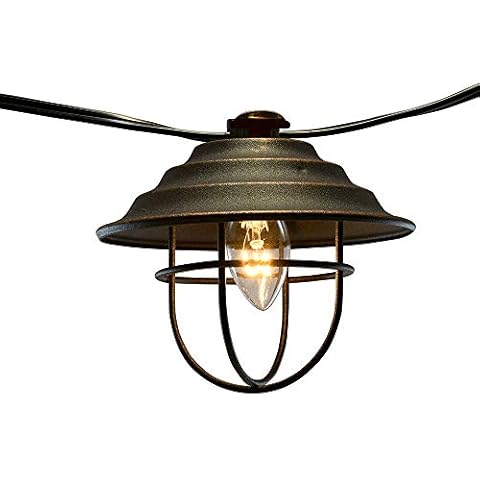 Lumabase Electric Café String Lights with 10 Bronze Metal Shades Cover