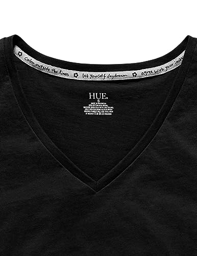 Image of HUE Womens Sleepwell Basic Short Sleeve V-Neck T-Shirt for Lounging Or Sleeping, Made with Temperature Regulating Technology