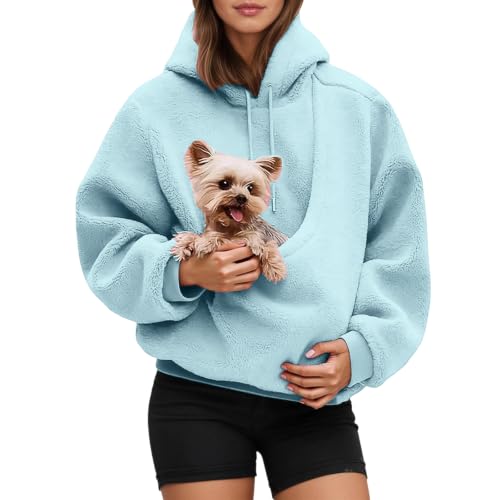 Cuddle Pouch Hoodie Women Fleece Comfort Hoodie Sweatshirt with Cat Pouch - image 1