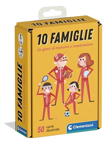 Clementoni – 10 Famiglie, Mazzo di 50 Carte Illustrate con 10 Famiglie da Riunire, Gioco Memory per Bambini 5+ Anni e Tutta la Famiglia, 2-10 Giocatori, Made in Italy, Lingua Italiana, 16172