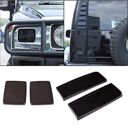 Fgtagtal Front Turn Signal Light Cover and Taillight Cover Sets, Suitable for 2003-2009 Hummer H2, Smoked Shell Decorative Protection Trim Cover, 4PCS, Transparent Gray (Turn Light+Tail Light Sets)