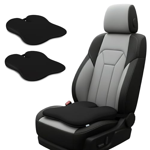 Billebon Gel Infused Memory Foam Car Seat Cushion with Ergonomic U-Cut Design – Tailbone & Lower Back Pain Relief, Comfortable Support for Long Drives Pack of 2(Black)