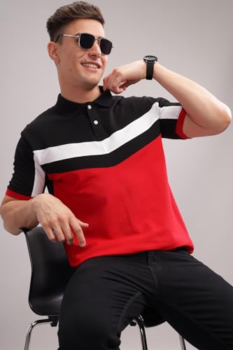 Image of ADRO Men's 100% Cotton Regular Fit Polo T-Shirt