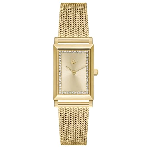 Lacoste Zwei-Zeiger-Quarzwerk-Uhr für Damen Kollektion Catherine mit Goldfarben Edelstahl-Mesh-Gliederarmband - 2001315 Lacoste Zwei-Zeiger-Quarzwerk-Uhr für Damen Kollektion Catherine mit Goldfarben Edelstahl-Mesh-Gliederarmband - 2001315