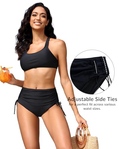 Holipick Swimsuit Bottoms for Women - High Waisted Bikini Bottoms Tie Side Tummy Control Bathing Suit Bottom2