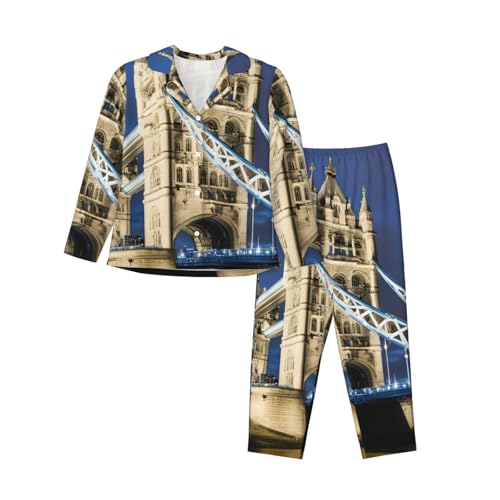 Pyjama Tower Bridge London pour femme ensemble deux pièces à manches longues confortable