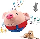 Genérico Juguetes Resistentes para Perros,2026 Juguete Peluche Activo para Mascotas, Juguetes Interactivo para Perros con Pelota Chirría, Juguete Peluche con Pelota Rebota Mascotas (Red Pig)