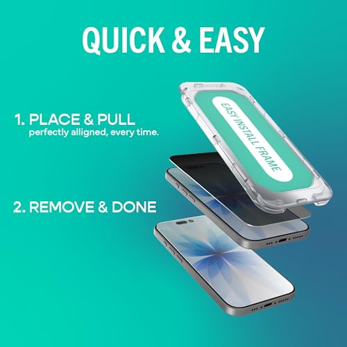Image of Smartish iPhone 17 Screen Protector - 2-Pack Privacy Tempered Glass Screen Protectors - Tuff Sheet - 9H Anti-Spy Easy Install Frame [Scratch Resistant] for Apple iPhone 17