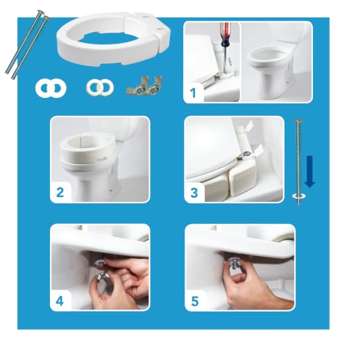 Carex Health Brands Hinged Elongated Toilet Seat Riser, Adds 3.5 Inches of Height to Toilet, 300 Pound Weight Capacity, Raised Toilet Seat, White (FGB32100 0000)
