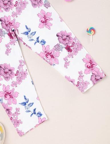 Image of Baby Girl Clothes Ruffle Floral Top and Pants Toddler Baby Girl Clothes 3Pcs Fall Baby Girl Outfits