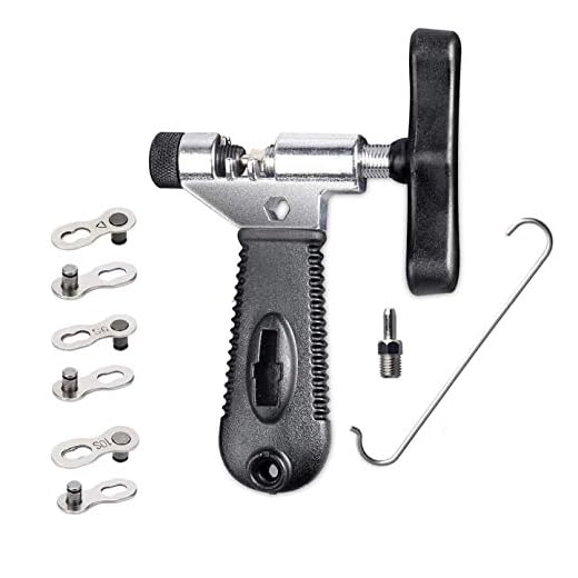 QKURT Séparateur de chaîne de vélo + 3 Paires de vélo manquant de Lien, Outil Universel de Coupe-chaîne de vélo avec Crochet de chaîne pour 7 8 9 10 Vitesses réparation de maillon de chaîne