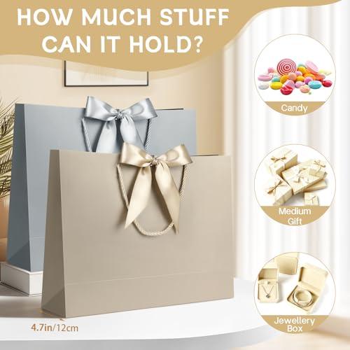 Image of JMANNI Gift Bags with Handles, 14.6 inch Large Gift Bags with Tissue Paper | 2 Pcs Golden & Silver Bags, 4 Tissue Paper and 2 Cards, for Baby Shower, Wedding Bridal Shower, Birthday Party