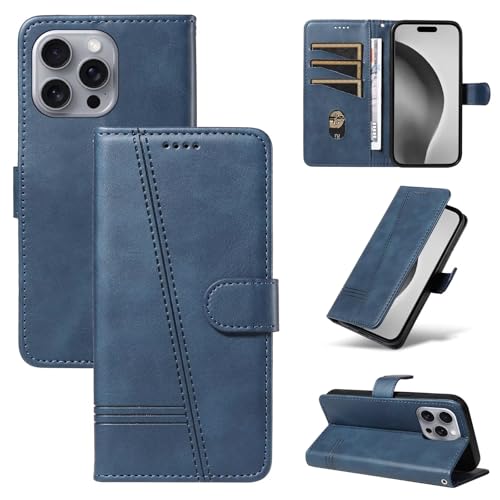 WOWUDI para Funda Vivo V27 5G/V27 Pro 5G,Funda de Piel Tipo Cartera con Tarjetero [Carcasa Interior de TPU] Cubierta magnética con Correa de muñeca con Soporte -Azul