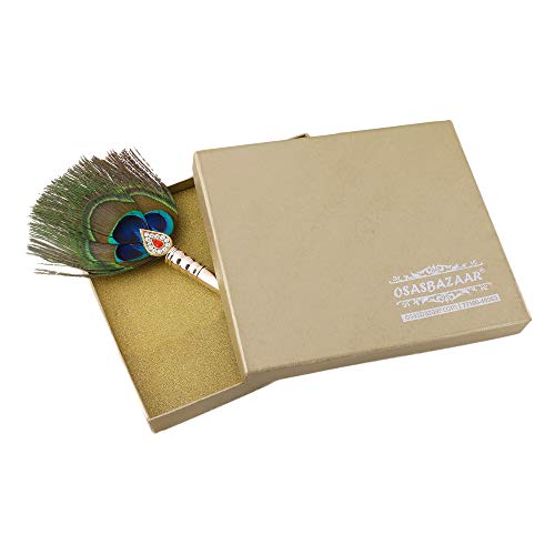 Osasbazaar Pure Silver Mor Pankh Peacock Feather for Puja, Temple at Home- 99% Pure - Purity Certified, Silver Color, Pack of 1