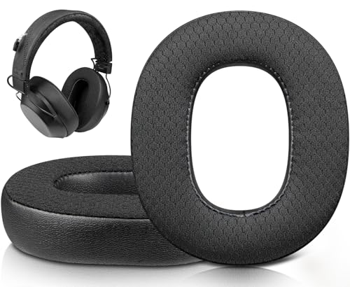 SOULWIT Mesh Fabric Replacement Earpads for Plantronics BackBeat FIT 6100 (FIT6100) Wireless Bluetooth Headphones, Ear Pads Cushions with Noise Isolation Foam, Added Thickness - FIT 6100 MF Black