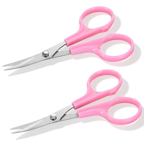 2 Pcs Applique Scissors 12cm Craft Sewing Embroidery Scissors Curved Tip Needlework Cutter With Stainless Steel Blade ABS Handle