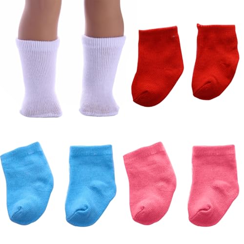 HDBHSBE Calzini per Bambole, 4 Paia di Calze per Bambole, Mini Calzini per Bambini, Caviglia, Accessori per bamboli da 18 Pollici Accessori