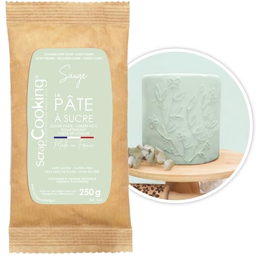 ScrapCooking - Pâte à Sucre Vert Sauge 250g - Colorant d’Origine Naturelle - Sans Gluten, Sans Huile de Palme - Pour Gâteaux, Pâtisseries Anniversaire -...