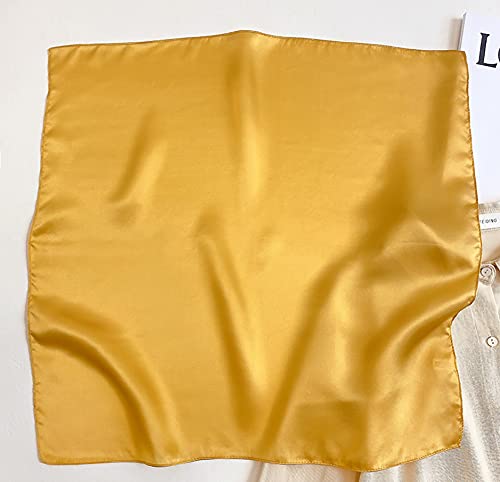 JERLA Women's Men's Small Square 100% Real Mulberry Silk satin Scarfs Hair head face scarf 21" x 21" Solid Color Pure color2