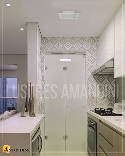 Lustre Plafon Para Sala/Cozinha/Banheiro/Quarto 30 cm x 30 cm - Ondas Brancas