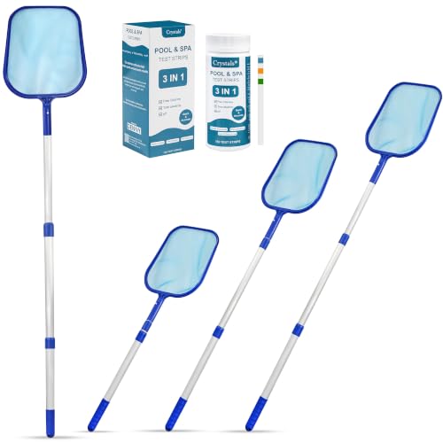 Crystals Swimming Pool Debris Leaf Skimmer With Three Way Telescopic Mesh Net Cleaning Pole with test strips