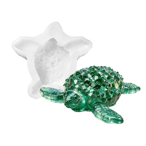 3D Crystal Sea Turtle Resin Mold Premium Silicone Diamond Geometric Turtle Mold for Epoxy Casting Unique Ocean Animal Figurine Crystal Cluster Mold for DIY Table Decor Ornaments Crafts
