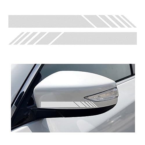 Image of Augeny 2 PCS Car Rear View Mirror Stickers, Waterproof Vinyl Auto Side Rearview Mirror Stripes, Universal Reflective Anti-Collision Striped Warning Decal for Most Vehicles (White)