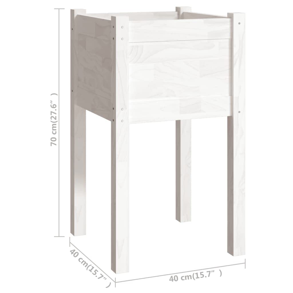 Pflanzkübel Weiß Massivholz Kiefer 40x40x70 cm Hochbeet Garten Kübel mit Drainage für Balkon Terrasse Indoor Outdoor Zimmer Fensterbank Kräuter Blume Topf