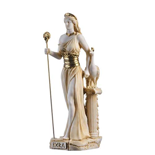 BEAUTIFUL GREEK STATUES Hera Diosa del Matrimonio, Mujeres, Parto y Familia Alabastro Tono Dorado 22 cm