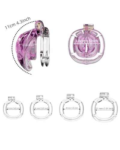 Image of Flat Chastity Cage Sissy Silicone Soft Realistic Vagina (Seethrough Purple) | DINGYAN Vulva Soft TPE Material Micro Chastity Device Breathable Penis Cock Cage Invisible Anti Erection BDSM Slave Training