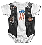 designe baby body Harley-Davidson Baby Boy's Faux Real Creeper - Weiß.  Weich und bequem, hergestellt aus 60% Baumwolle und 40% Polyester.