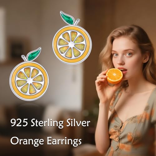 Orange Earrings 925 Sterling Sliver Fruit Stud Earring Orange Jewelry Gifts for Women4