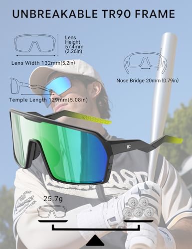 Image of BIRCEN Polarized Baseball Sunglasses for Sports: TR90 Lightweight Running Sunglasses Cycling Glasses for Outdoor Runners MTB