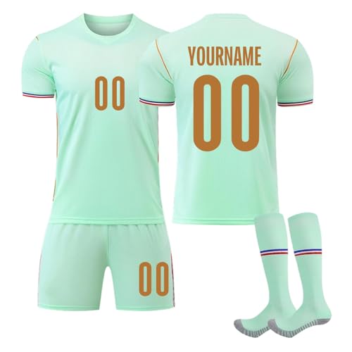 2026 Maillot de Foot Personnalisé Enfant/Adulte avec Nom/Nombre, Complet 3 pièces Maillot Football Personnalisable T-Shirt Short et Chaussette Foot, Maillots...