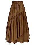 Scarlet Darkness Women Layered Long Skirt Renaissance Medieval Gypsy Maxi Skirt Plus Size Brown XL
