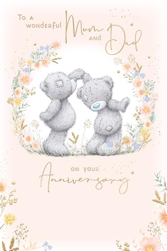 Me to You Tatty Teddy Wedding Anniversary Greeting Card To A Wonderful Mum And Dad With Insert 6 x 9 Inches (15 x 22 Cms) - Official Collection