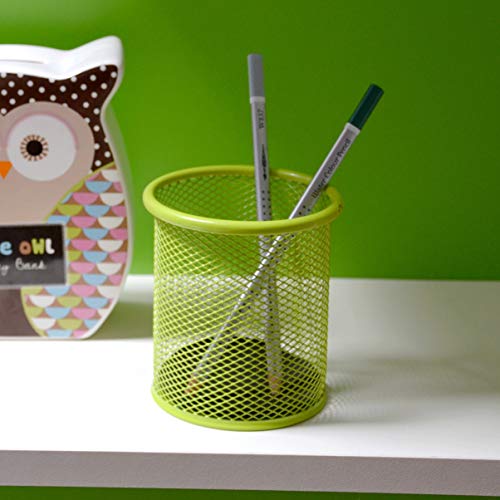 Multifunctional Round Metal Pen Holder - Lime 91mm - Image 4