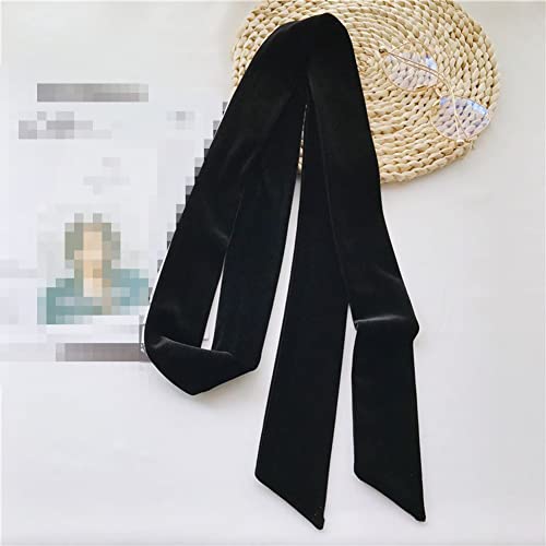 mollensiuer 1 Piece Vintage Black Velvet Long Scarf Narrow Scarf Belt Neckerchief Hairband Choker Scarf Tie3