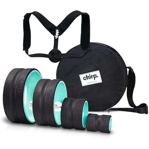 Ultimate Back + Neck Bundle, 4-Pack Chirp Wheel, Carrying Case, and Upper Back Posture Corrector, Includes Focus, Deep Tissue, Firm, and Gentle Wheel Roller, Holds Up to 500 lbs. Cover